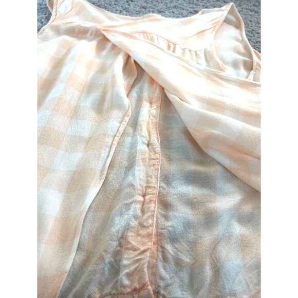 Fever Womens Top Button Sleeveless Hi Lo Split Back Melon/White Squares Size L - Picture 5 of 6